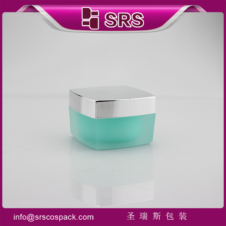 J050 Square Empty green 50g Luxury Acrylic Cream Cosmetic Jar
